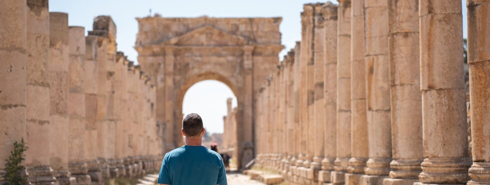 Reisender in Jerash