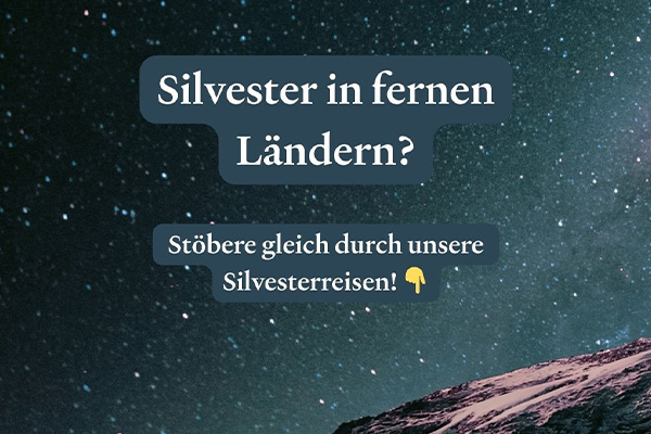 Sternenhimmel mit Text zum Buchen einer Silvesterreise bei ASI Reisen