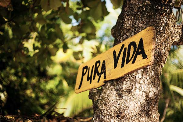 Pura Vida Schild in Montezuma