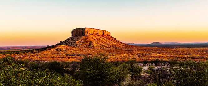 Majestetische Waterberg bei Sonnenuntergang