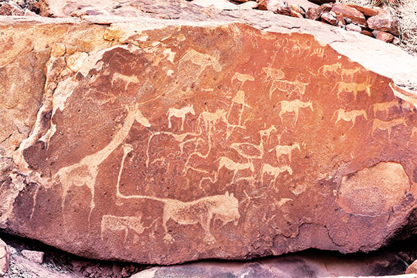 Berühmte Felsmalereien in Twyfelfontein.