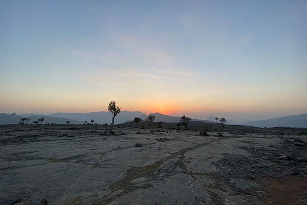 Sonnenuntergang auf dem Jebel Shams Plateau, Oman