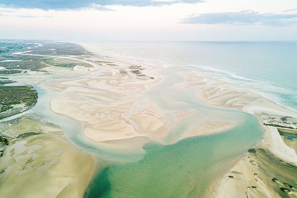 Luftbild vom Naturpark Ria Formosa