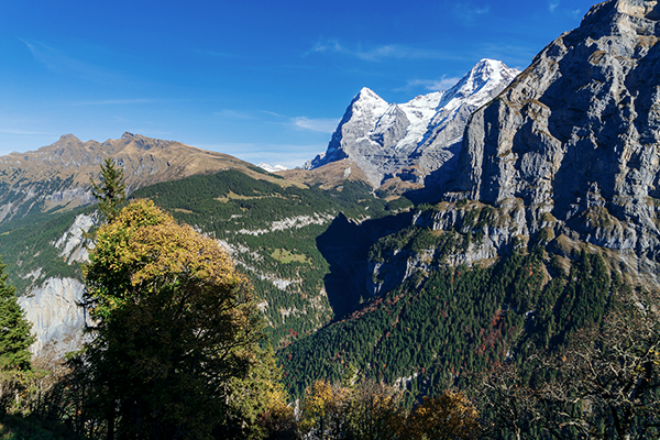 Die Gipfel Eiger, Mönch und Jungfrau im Berner Oberland