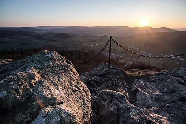 Bruchhauser Steine im Rothaargebirge bei Sonnenuntergang, Deutschland