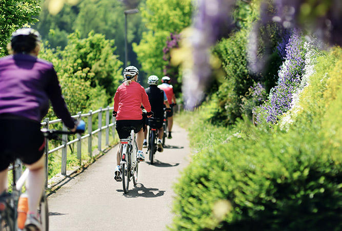 Radfahrer am Ems-Radweg