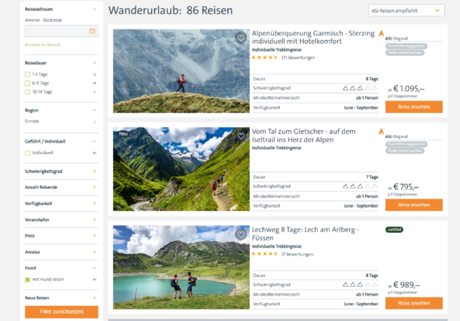 Übersicht aller Wanderreisen mit Hund