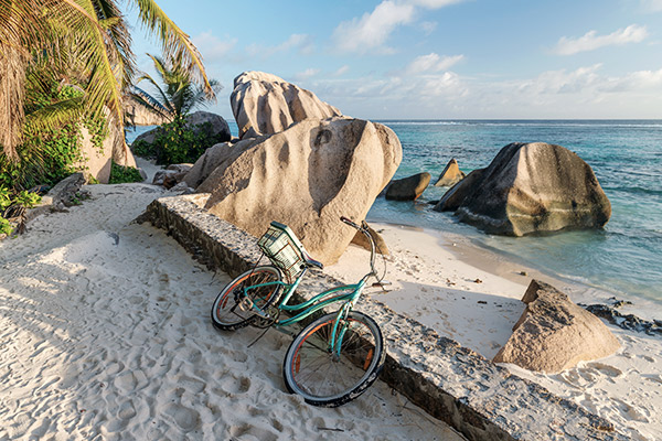 Fahrrad auf La Digue, Seychellen