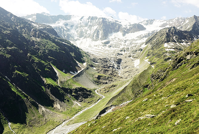 Der Pitztaler Gletscher am Ende des Pitztaler Tals