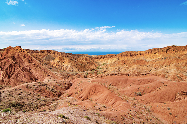 Blick auf den roten Canyon Skazka