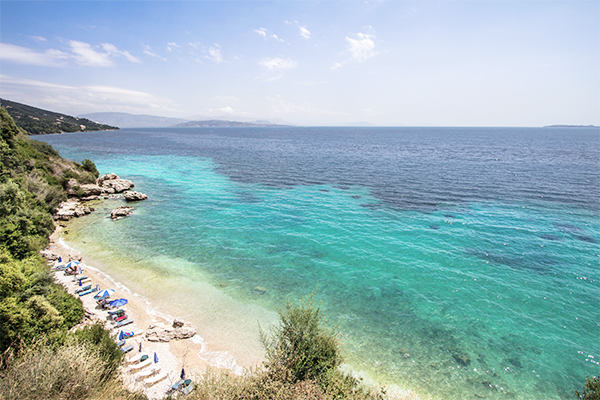 Blick auf den Barbati Strand