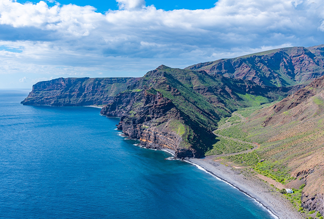 Blick auf den Playa de la Guancha auf La Gomera