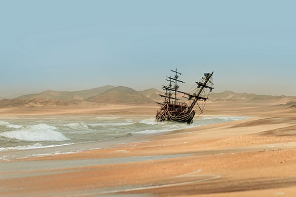 Schiffswrack, Skelettküste in Namibia