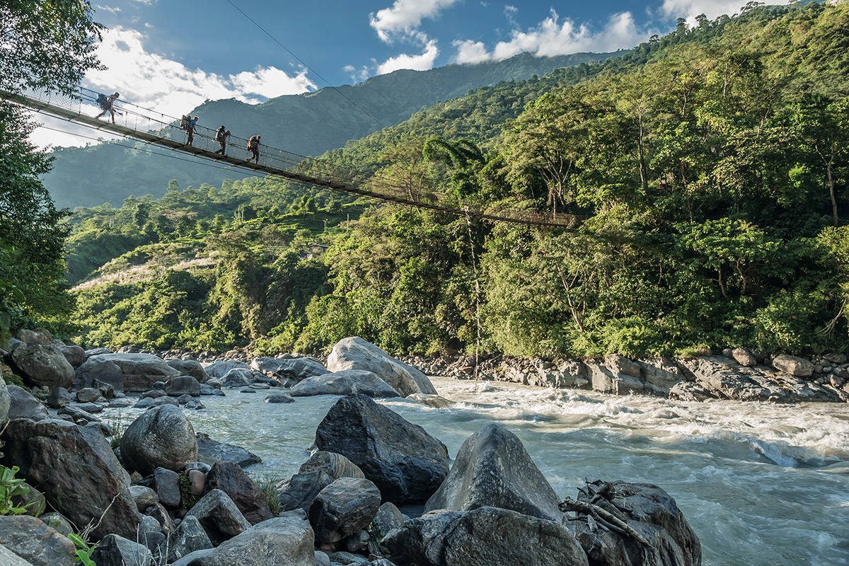 Hängebrücke in der Annapurna Region