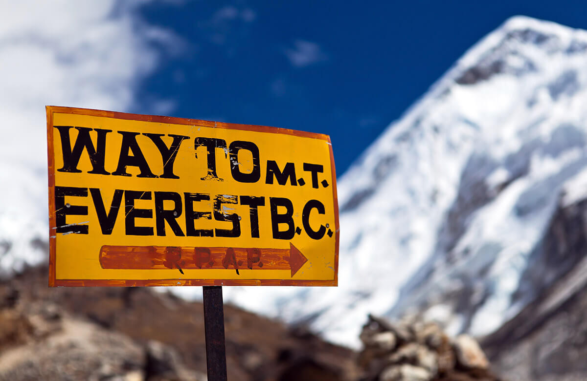 Schild zum Everest