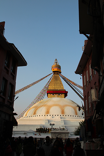 Stupa von Bodnath in der Abenddämmerung