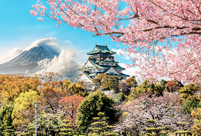 Japan Osaka Burg mit Fuji im Hintergrund