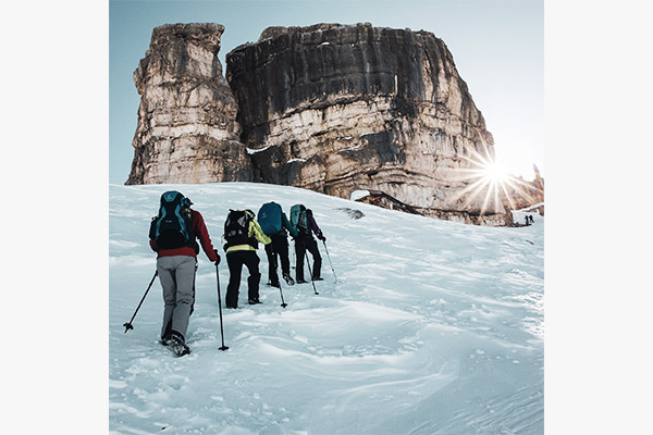 Schneeschuhwanderer Monte Castello, Dolomiten