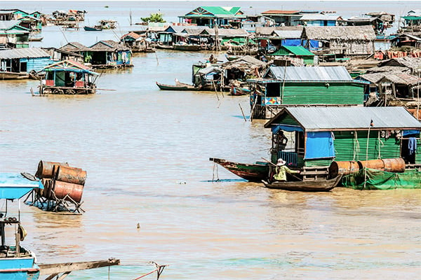 Schwimmende Dörfer am Tonle Sap See, Kambodscha