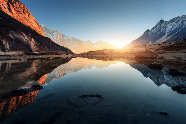 Sonnenuntergang Berg, Himalaya