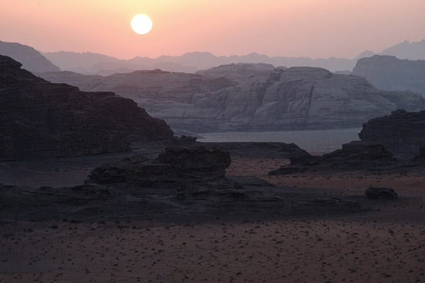 Sonnenuntergang Wadi Rum, Jordanien