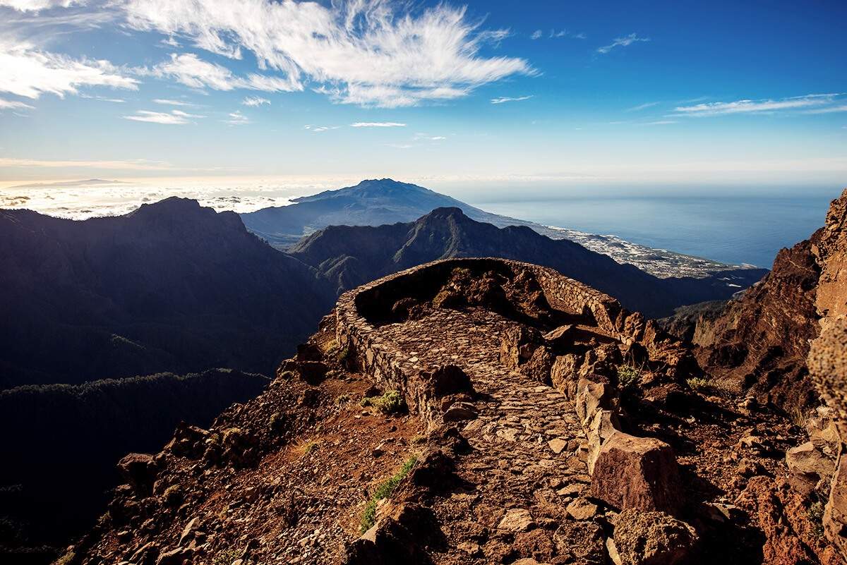 Aussicht Berge und Meer vom Roque de los Muchachos