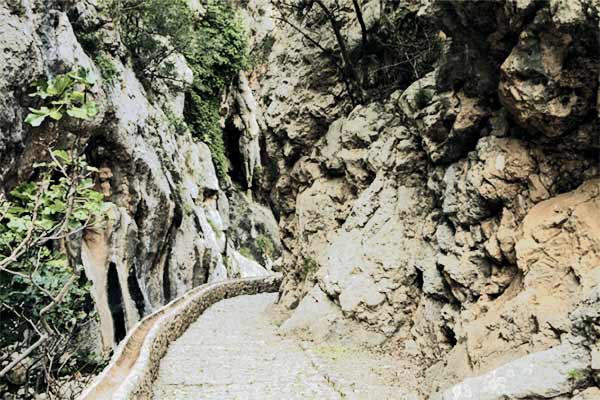 Steinpfad in der Biniaraix Schlucht auf Mallorca