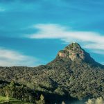 Grün bewachsene Erhebung in der Landschaft