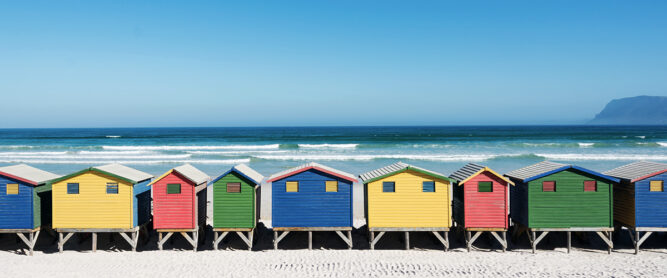 Bunte Badehäuschen in Muizenberg