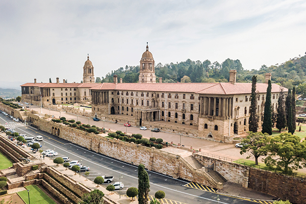 Blick auf das Regierungsgebäude in Pretoria