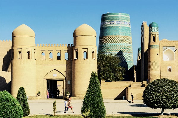 Das Tor zur Altstadt Itschan-Kala in Chiwa in Usbekistan