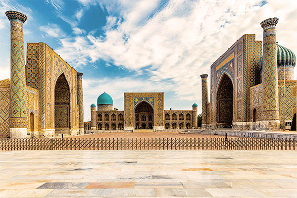 Die bekannten drei Madrasahs: Ulugh Beg, Tilya-Kori und Sher-Dor in Samarkand
