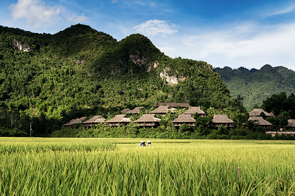 Felder und Berge in Mai Chau
