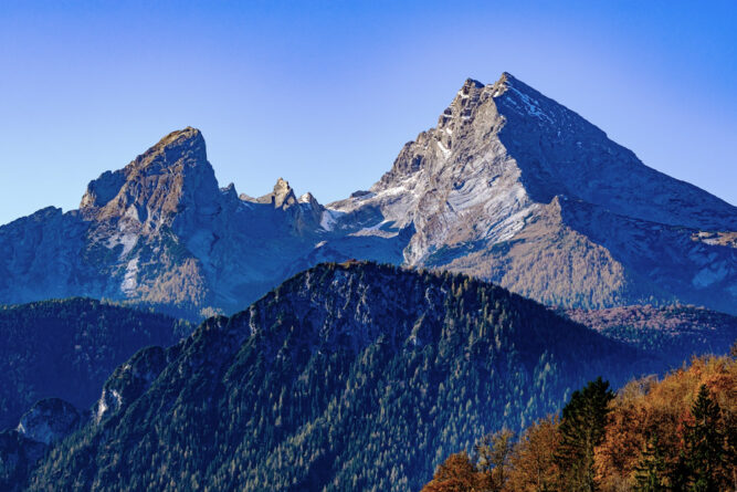 Der spitze Gipfel des Watzmanns im Nationalpark Berchtesgaden, Deutschland