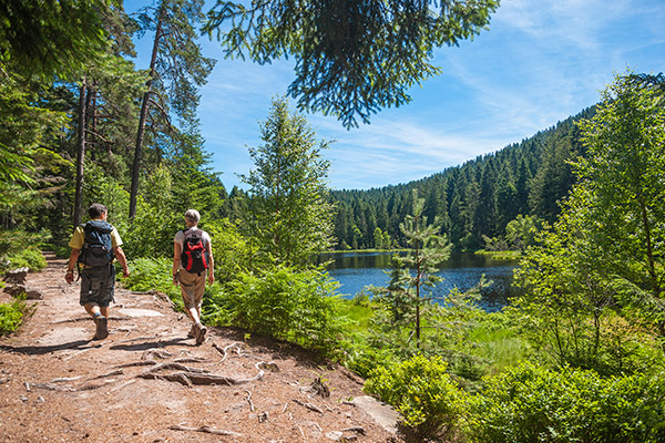 Wanderer am Herrenwieser See auf dem Westweg