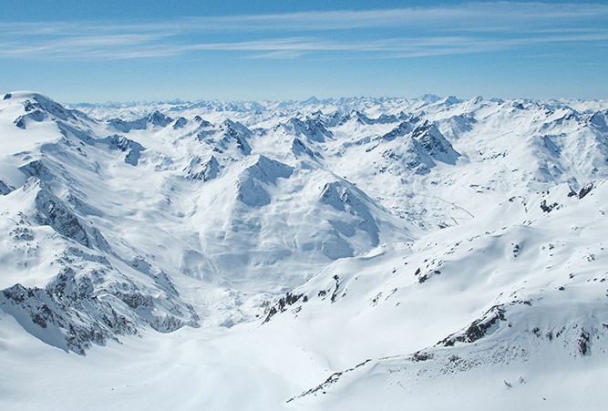 Blick über die Gletscherlandschaft der Ötztaler Alpen